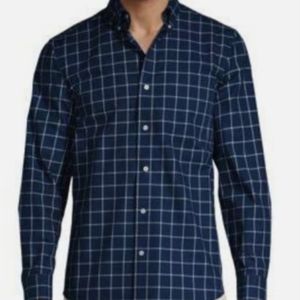 American Eagle XXL Men's button down Navy blue/light blue plaid shirt